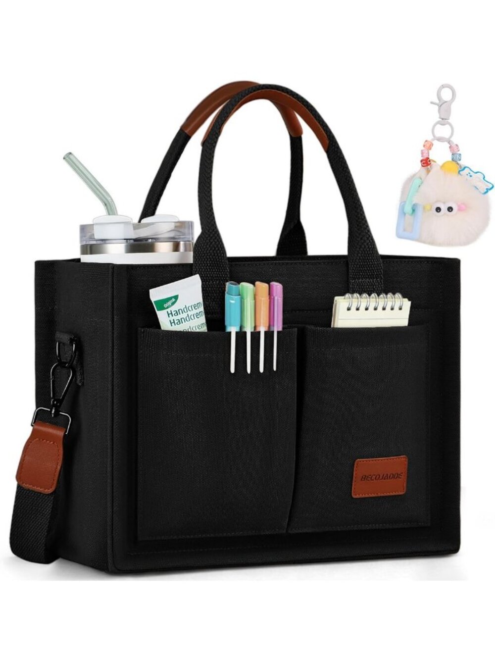 Stylish Multi-Compartment Canvas Tote Bag for Women - Perfect for Work & Travel